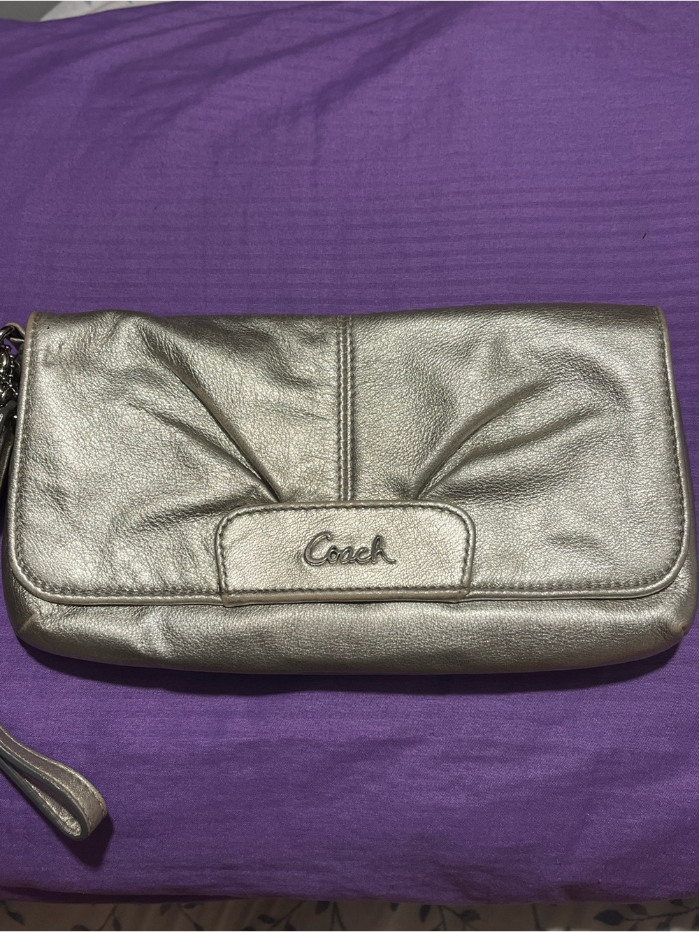 Coach Metallic Gold Leather Wristlet